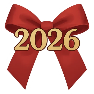 new year 2026 bow ,remove background sticker