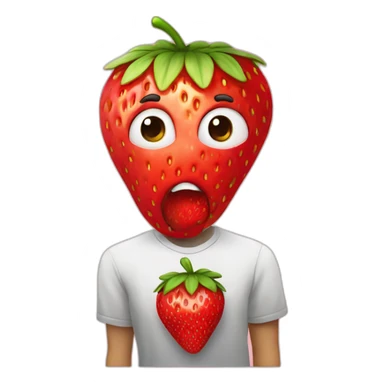 strawberry scamming who look like a human on a laptot sticker