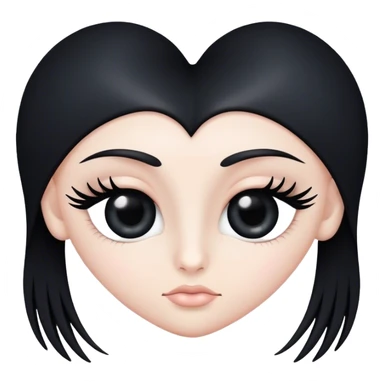 Black heart with one symmetrical eye with eyelashes  sticker