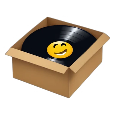 vinyl record in a cardboard box sticker