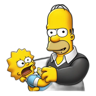 Homer Simpson holding a 11 Bart Simpson ragdoll by it's neck sticker