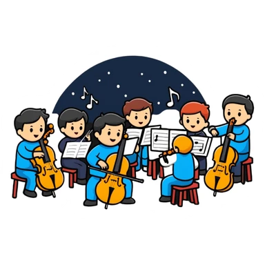orchestra playing 12 Days of Christmas, festive sticker