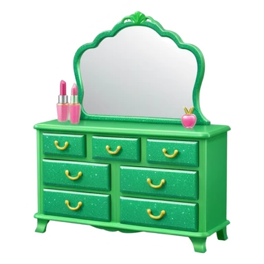 barbie dresser green with glitter sticker