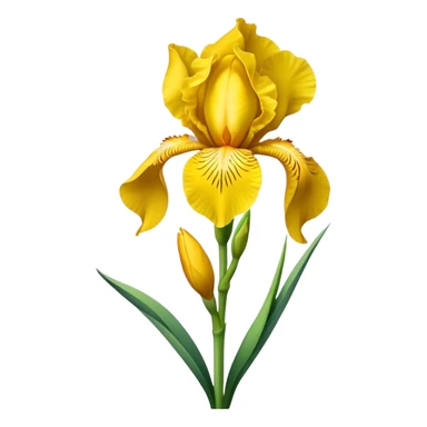 single Bright Yellow Iris, straight stem sticker