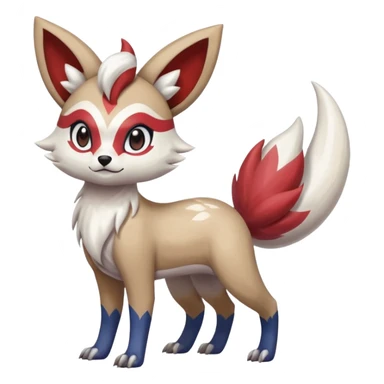 Colorful Skilled Adept Graceful Asian Painted Meloetta-Furret-Lycanroc-Absol-Zangoose-fusion-hybrid-creature (full body) sticker