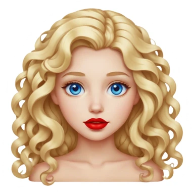 blonde girl with long curly hair, full red lips, blue eyes sticker