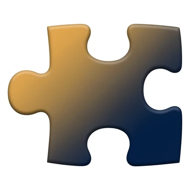 Puzzle piece emoji, primary color #11263B, subtle gradient with #E9CB76, high quality 3D style sticker