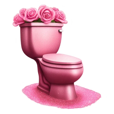 Pink glitter toilet with roses  sticker