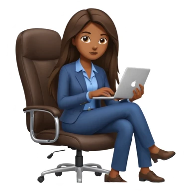 Woman from the Back of head with long hair sitting on an office chair googling sticker