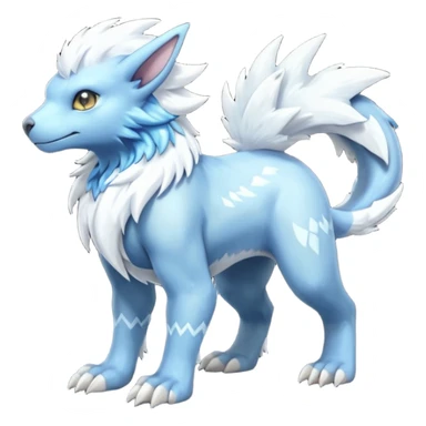 Icy scarf-covered glacial glistening glossy smooth soft flaky scaly furry hyper-realistic boreal Manectric-Absol-Luxray-Pyroar-Fakémon-fusion-animal-creature, full body  sticker
