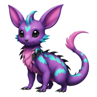 Rare exotic cute epic aesthetic Salandit-Eevee-Noibat-species-Fakemon-hybrid-creature, with markings, full body sticker