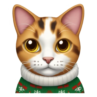 calico cat wearing christmas sweater  sticker