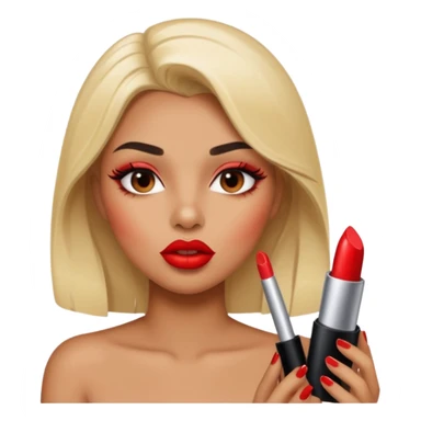 Baddie applying lipstick sticker