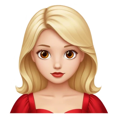 Honeymoon blonde model, brown eyes, red gown sticker