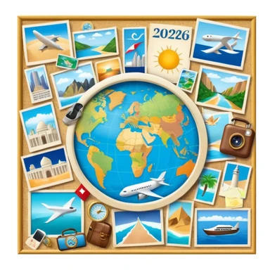 An extremely detailed lifestyle vision board collage for the year 2026. sticker