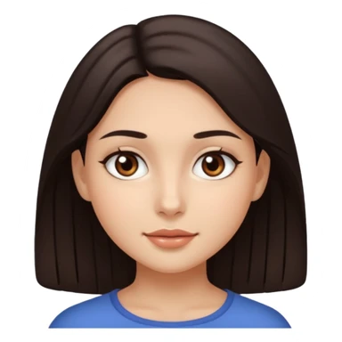 Make an emoji of a girl with smooth, radiant skin, dark hair and brown eyes sticker