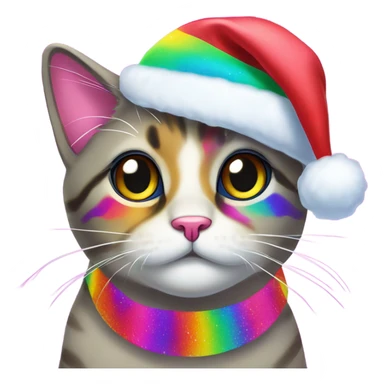 Lisa frank Christmas cat with Santa hat sticker