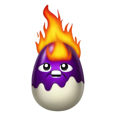 an eggplant on fire and its very sad sticker