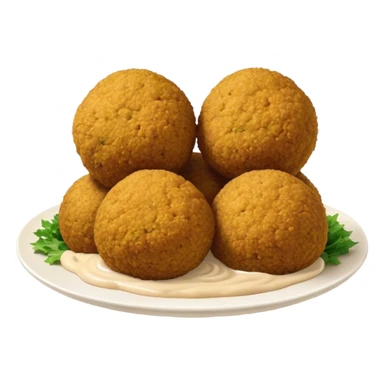 Cinematic Realistic Falafel Dish Emoji, depicted as crispy, golden falafel balls served with tahini sauce rendered with lifelike textures and vibrant, appetizing lighting. sticker
