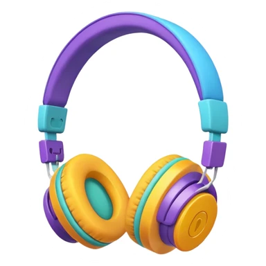 Yellow orange pink blue purple and green headphones sticker