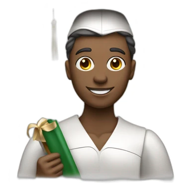 Proud Italian statue graduate in graduation hat with diploma, white sking dark brown hair sticker