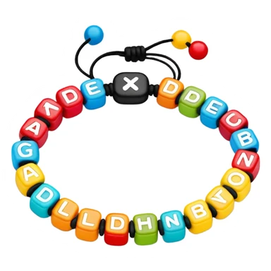 colourful beaded bracelet with alphabets sticker
