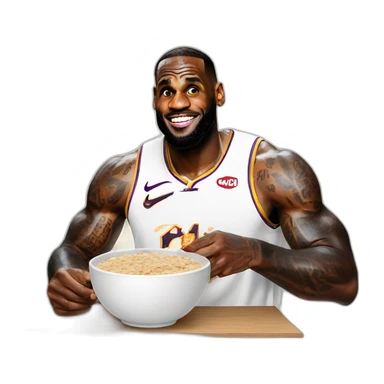 lebron james eating oatmeal sticker