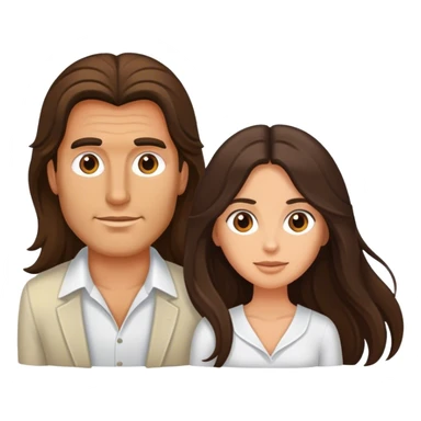 Long haired brunette man and brunette woman sticker