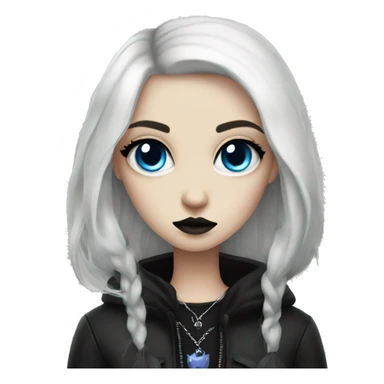 goth girl with blue eyes and black cat sticker