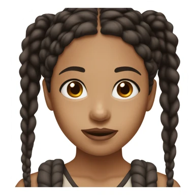 Girl with long black braids with dark brown eyes and round brown lips sticker