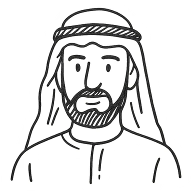 arab man hand drawn outlined icon sticker