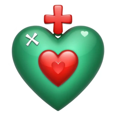 UN ICONO DE CORAZON CON UNA CRUZ VERDE A UNA ORILLA DE ESTE sticker