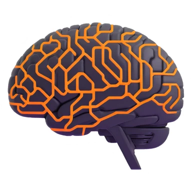 glowing futuristic brain with circuit patterns, radiating intelligence and innovation sticker