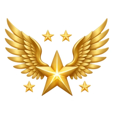 An image with wings on a star based on the star and wings of the basic emoji of the iPhone. sticker
