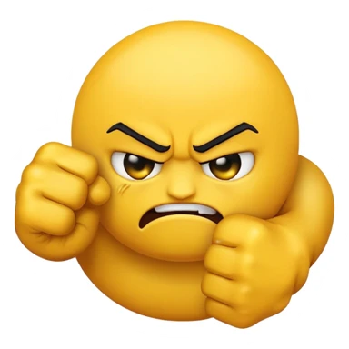 angry yellow emoji threatening with fist sticker