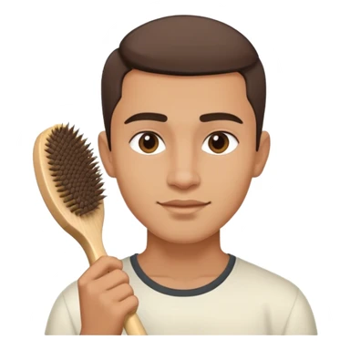 A young man (light skin indian), clean shaven, backbrush hair sticker