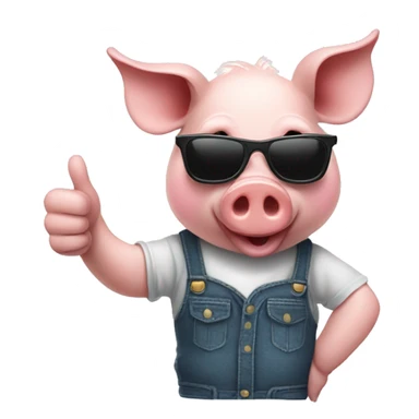 Pig with sunglasses and thumbs up sticker