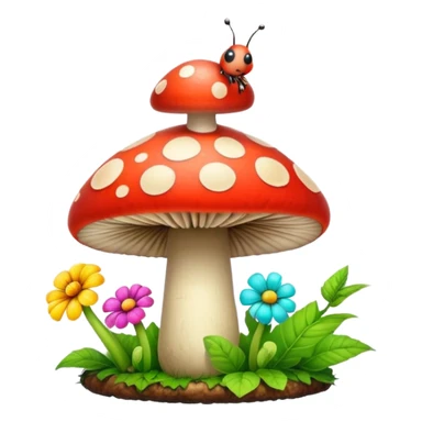 Flower power mushroom with a cute little caterpillar sticker