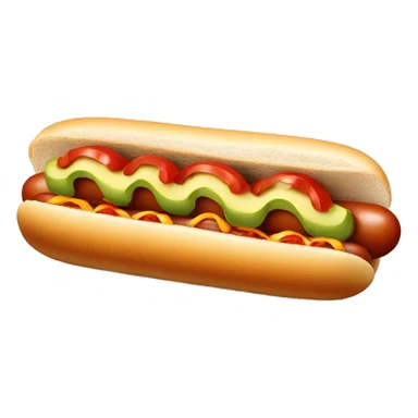 one hotdog with diced tomato, smash avocado and zigzagging mayonnaise sticker