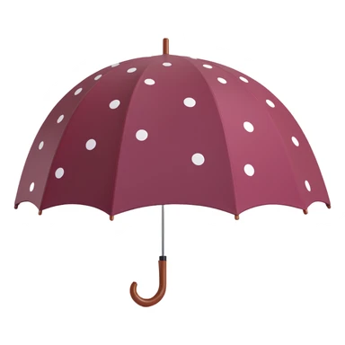 burgundy umbrella with polka dots in 3D emoji style sticker