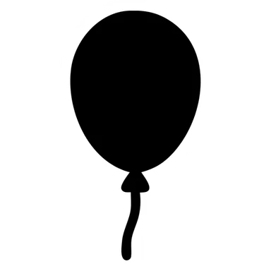 solid black balloon icon, minimal sticker