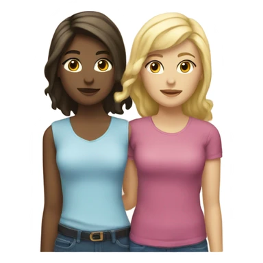 Blonde and brunette lesbian couple  sticker