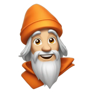 portrait smiling of a wizard style of Merlin, with orange cap, with thumbs up in Pixar style sticker