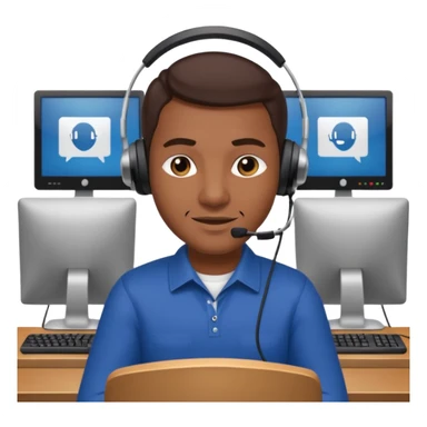 mean looking phone scammer in sketchy call center from pakistan with smirk and brown skin sticker