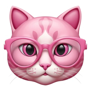 A 3D cartoon rose-pink cat-eye shaped spectacle, glossy curved frame, soft reflections, isolated on plain background. only glasses. ONly glasses. sticker