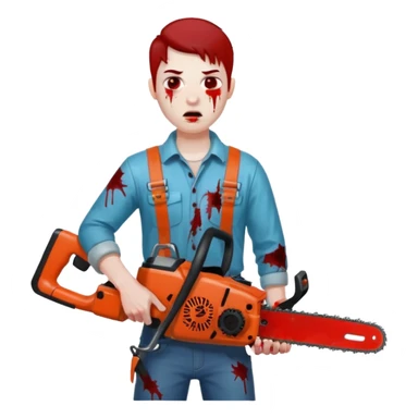 A bloody guy with a chainsaw sticker