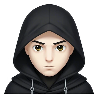 A hooded assassin in black, only his piercing eyes visible sticker