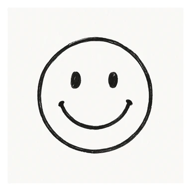 minimalist hand drawn black outline of a smiley face on a white clean background sticker