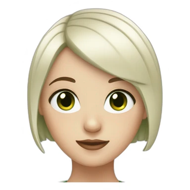 white girl with green eyes and black short bob hair sticker