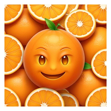 Cinematic Realistic Orange Emoji, Juicy and vibrant, with a bright, glossy skin that gleams in the light, revealing a slight texture from the natural pith. The orange segments peek through as the fruit radiates refreshing energy. Soft glowing outline, capturing the essence of a sweet, zesty burst of flavor in a perfect orange! sticker